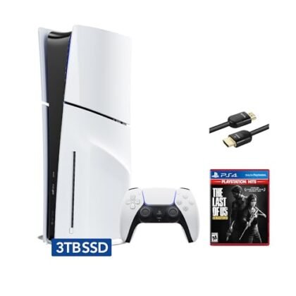 PlayStation 5 Slim Disc 3TB SSD Edition Bundle with The Last of Us Remastered and Mytrix 8K HDMI2.1 Cable - PS5, White [video game] [video game] [video game] : Electronics