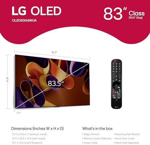 LG 83-Inch Class OLED evo G4 Series Smart TV 4K Processor Flat Screen with Magic Remote AI-Powered with Alexa Built-in (OLED83G4WUA, 2024) : Electronics - Image 2