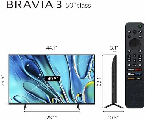 Sony 50-Inch Class 4K Ultra HD BRAVIA 3 LED Smart TV with Google TV, Dolby Vision HDR, and Exclusive Features for PlayStation®5 (K-50S30) : Electronics - Image 2