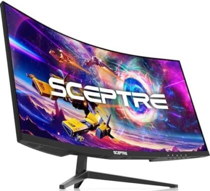 Sceptre 30-inch Curved Gaming Monitor 21:9 2560x1080 Ultra Wide/ Slim HDMI DisplayPort up to 200Hz Build-in Speakers, Metal Black (C305B-200UN1) : Electronics